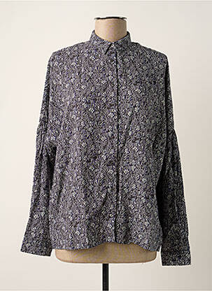 Chemisier imprimé fleurs manches longues bleu KANOPE femme