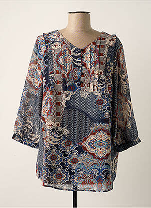 Blouse légère et transparente manches 3/4 bleu CISO femme