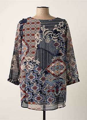 Blouse légère et transparente manches 3/4 bleu CISO femme