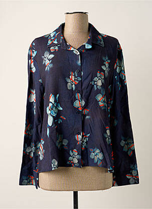 Chemisier imprimé fleurs manches longues bleu MADE IN SENS femme
