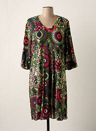 Robe mi-longue coupe fluide manches 3/4 vert GRIFFON femme