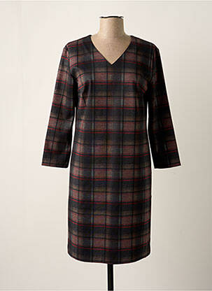 Robe mi-longue manches longues manches longues marron GEVANA femme