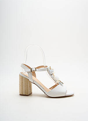 Sandales/nu pieds tissage satiné talon de 4 à 6cm blanc MLV femme