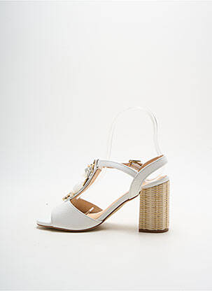Sandales/nu pieds tissage satiné talon de 4 à 6cm blanc MLV femme
