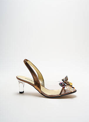 Sandales/nu pieds matière lisse talon de 4 à 6cm marron AZUREE femme