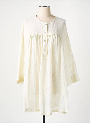 Robe mi-longue manches longues manches longues beige ZARA femme
