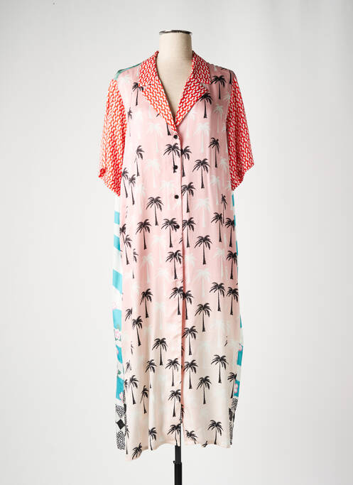 Robe longue imprimé fantaisie manches courtes bleu ME369 femme