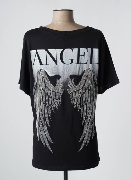 T-shirt imprimé fantaisie manches courtes noir MADE IN ITALY femme