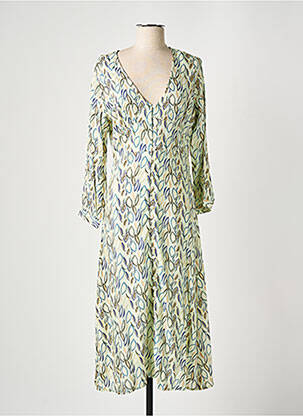 Robe longue manches longues manches longues vert STORIATIPIC femme