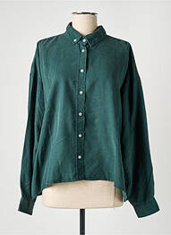Chemisier tissage crêpe manches longues vert REIKO femme