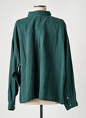 Chemisier tissage crêpe manches longues vert REIKO femme