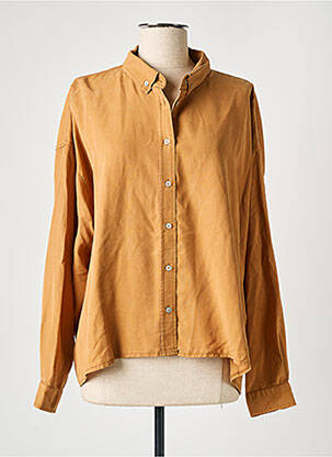 Chemisier tissage crêpe manches longues marron REIKO femme