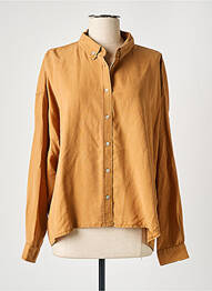 Chemisier tissage crêpe manches longues marron REIKO femme