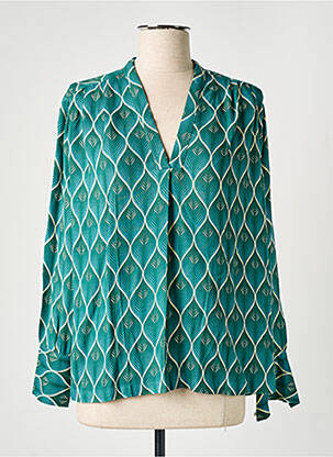 Blouse imprimé fantaisie manches longues vert STORIATIPIC femme