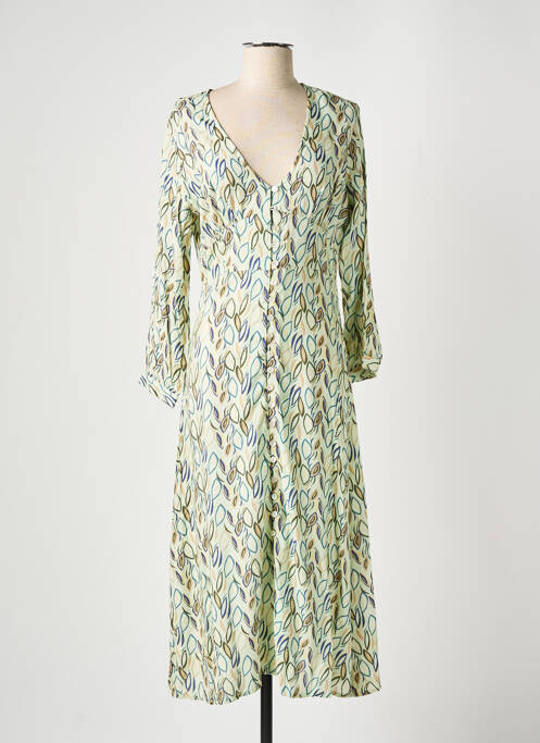 Robe longue manches longues manches longues vert STORIATIPIC femme