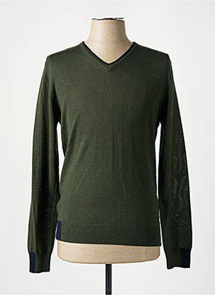Pull col v manches longues vert MANUEL RITZ homme