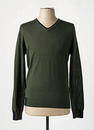 Pull col v manches longues vert MANUEL RITZ homme