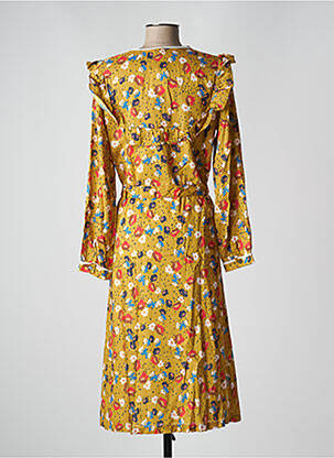 Robe mi-longue imprimé fleurs manches longues jaune PETITE LUCETTE femme