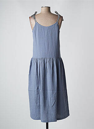 Robe mi-longue col v fines bretelles bleu PETITE LUCETTE femme