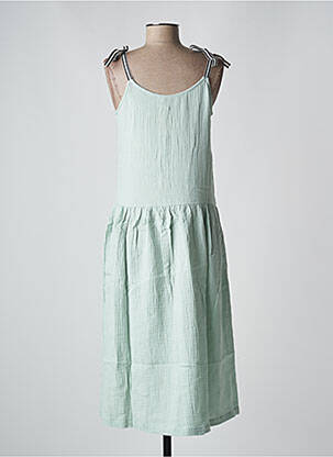Robe mi-longue col v fines bretelles vert PETITE LUCETTE femme