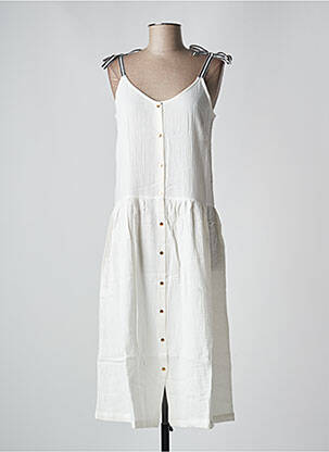 Robe mi-longue col v fines bretelles blanc PETITE LUCETTE femme