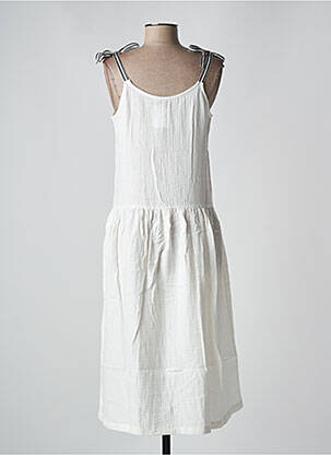 Robe mi-longue col v fines bretelles blanc PETITE LUCETTE femme