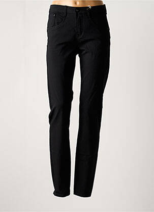 Pantalon slim tissage popeline taille haute noir CREAM femme