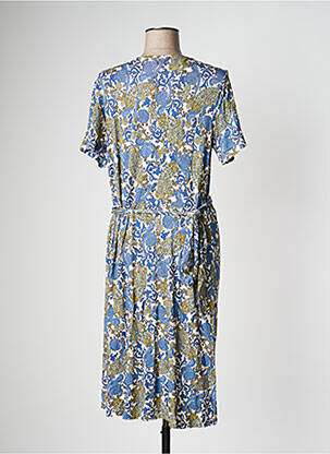 Robe mi-longue manches courtes manches courtes bleu GEISHA femme
