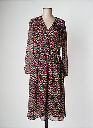 Robe mi-longue imprimé fleurs manches longues rouge LES P'TITES BOMBES femme