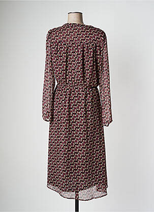 Robe mi-longue imprimé fleurs manches longues rouge LES P'TITES BOMBES femme