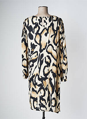Robe mi-longue coupe fluide manches longues beige GEISHA femme