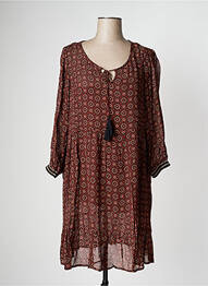Robe courte coupe fluide manches 3/4 marron CREAM femme