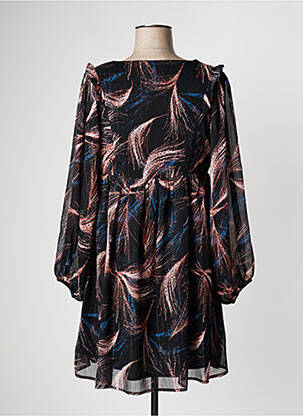 Robe courte coupe fluide manches longues noir MOLLY BRACKEN femme