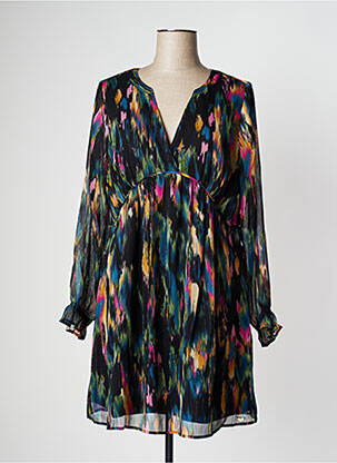Robe courte coupe fluide manches longues noir LES P'TITES BOMBES femme