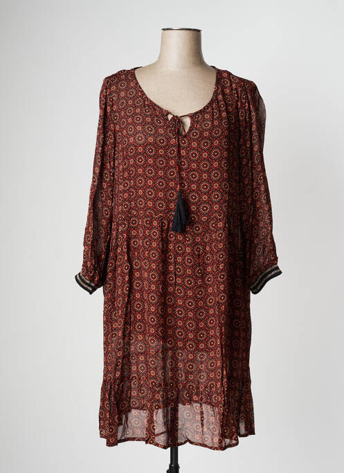 Robe courte manches 3/4 manches 3/4 marron CREAM femme