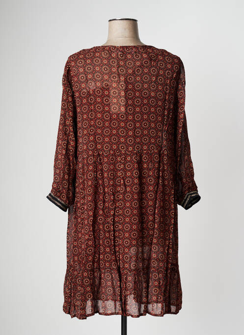 Robe courte manches 3/4 manches 3/4 marron CREAM femme