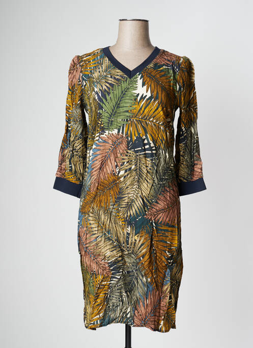 Robe mi-longue manches 3/4 manches 3/4 vert GEISHA femme