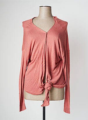 Gilet manches longues resserrée sur le bas rose EVA KAYAN femme
