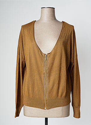 Gilet manches longues resserrée sur le bas marron EVA KAYAN femme