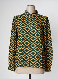 Chemisier tissage popeline manches longues vert GEISHA femme