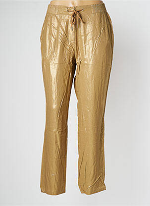 Pantalon droit fermeture zippée sous rabat avec crochet taille normale or EVA KAYAN femme