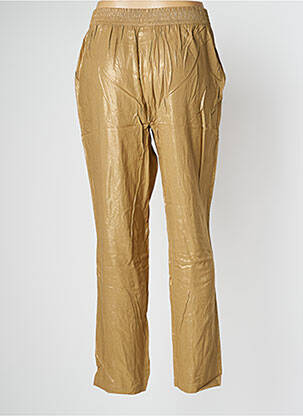 Pantalon droit fermeture zippée sous rabat avec crochet taille normale or EVA KAYAN femme