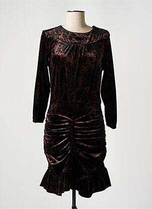 Robe mi-longue imprimé fantaisie manches longues noir DEUX. BY ELINE DE MUNCK femme