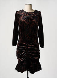 Robe mi-longue imprimé fantaisie manches longues noir DEUX. BY ELINE DE MUNCK femme