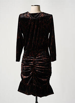 Robe mi-longue imprimé fantaisie manches longues noir DEUX. BY ELINE DE MUNCK femme