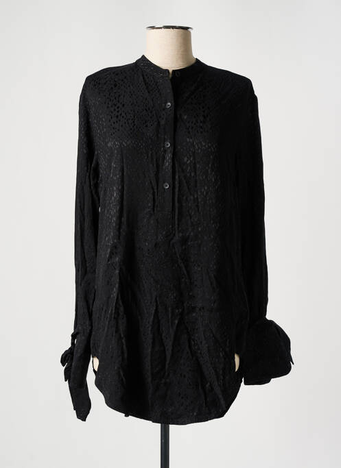 Tunique manches longues fermeture boutonnée sur le devant noir ASTRID BLACK LABEL femme
