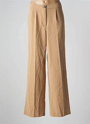 Pantalon large fermeture zippée sous rabat boutonné taille haute beige ONLY femme