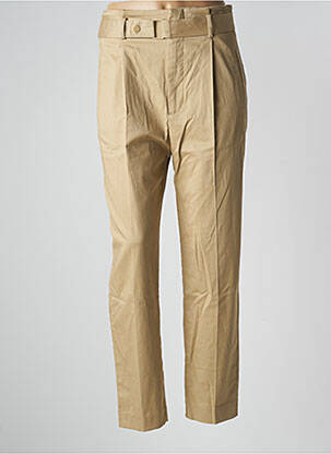Pantalon droit stretch taille haute beige MANGO femme