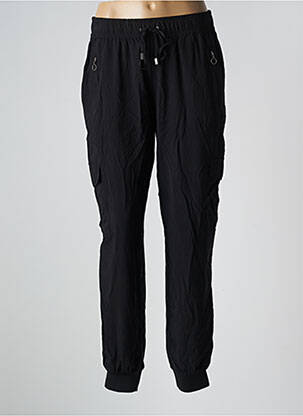 Pantalon droit tissage popeline taille normale noir FRANSA femme