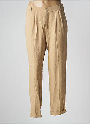 Pantalon droit taille à pinces taille haute beige OPUS femme